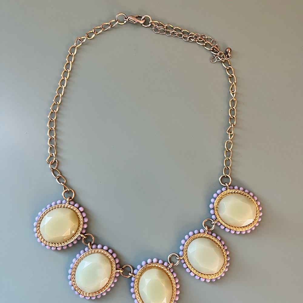 Francescas Statement Necklace- turquoise Stones with gold & lavender accents - Picture 12 of 14